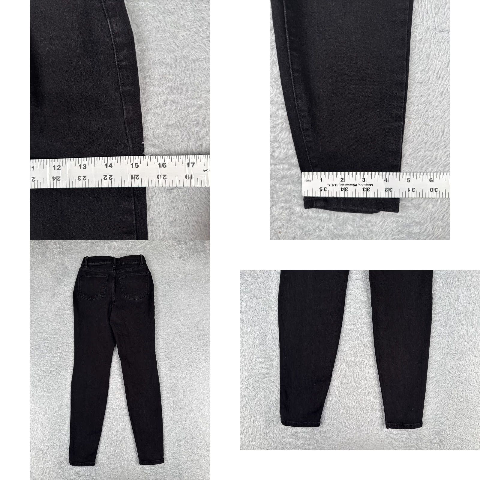 Vintage No Boundaries Jeans Juniors 3 Black Denim Skinny Mid Rise Cotton Blend 24x27 Size 26" / US 2 / IT 38 - 9 Thumbnail