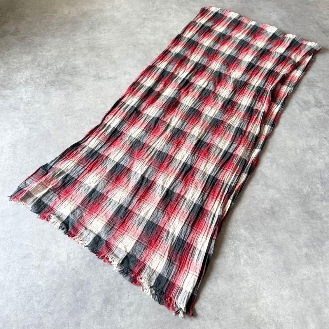 Ralph Lauren RRL Ralph Lauren Red×Black×Ivory Check Cotton Scarf One Size Casual Pre-owned Size ONE SIZE - 3 Thumbnail