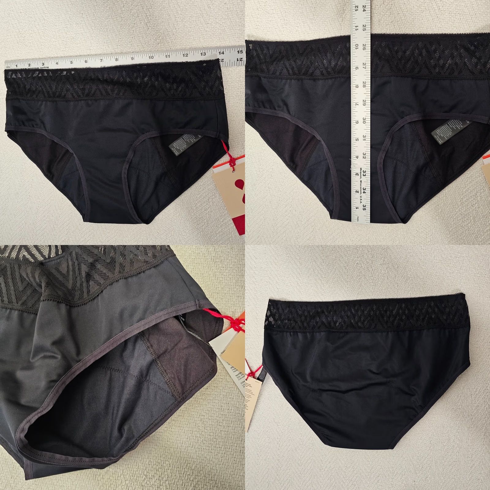 Vintage THINX Hiphugger Panties Menstrual Underwear Black M Absorbent Moisture Wicking Leak-Resistant Odor-Controling Brief Women XS-XL Size 32" / US 10 / IT 46 - 8 Thumbnail