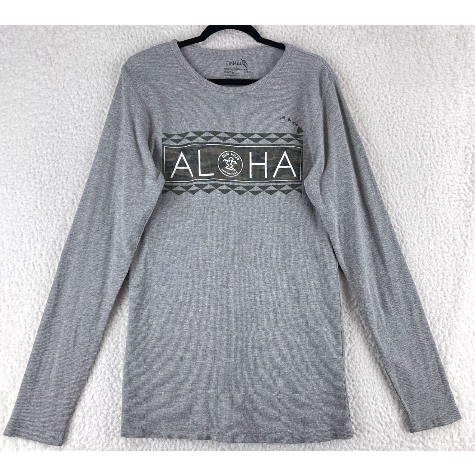 ALOHAS Da Hui Gray Thermal Aloha Print Long Sleeve Shirt Mens Large Pullover Crew Neck Casual Vintage? Size US L / EU 52-54 / 3 - 2 Thumbnail