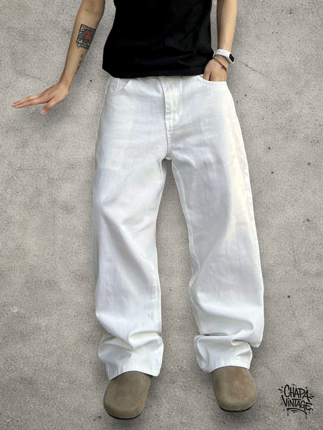 Vintage Straight leg white jeans Size US 32 / EU 48 - 1 Thumbnail
