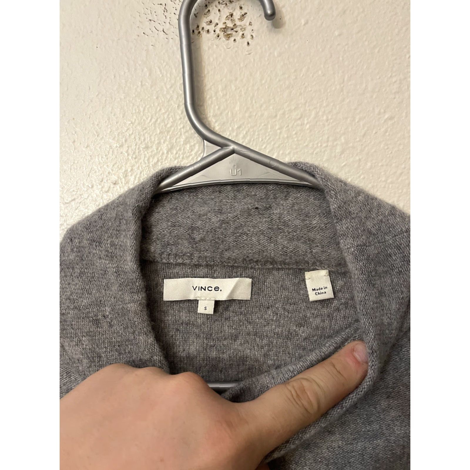Vince Vince 100% Cashmere Heather Gray Breton Stripe Funnel Neck Sweater Small Size S / US 4 / IT 40 - 3 Thumbnail