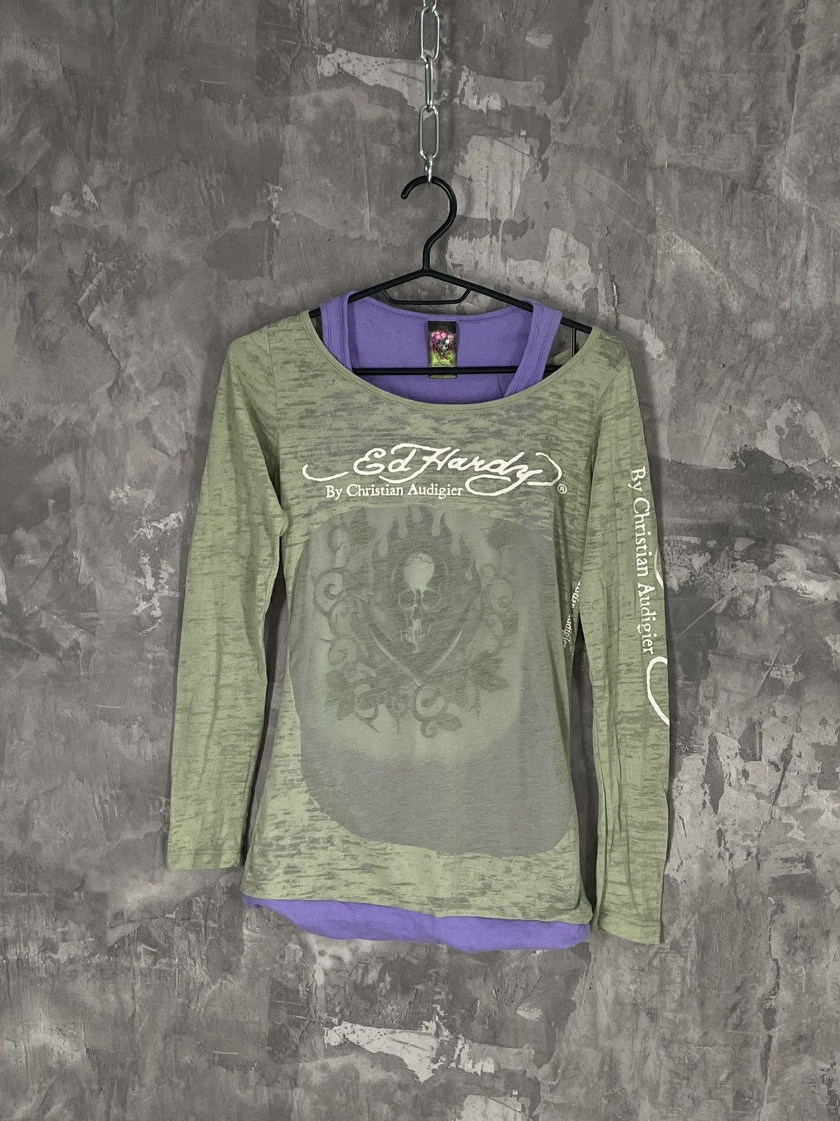 Christian Audigier × Ed Hardy × Hysteric Glamour Ed Hardy long sleeve mesh print t-shirt woman's Size M / US 6-8 / IT 42-44 - 1 Thumbnail