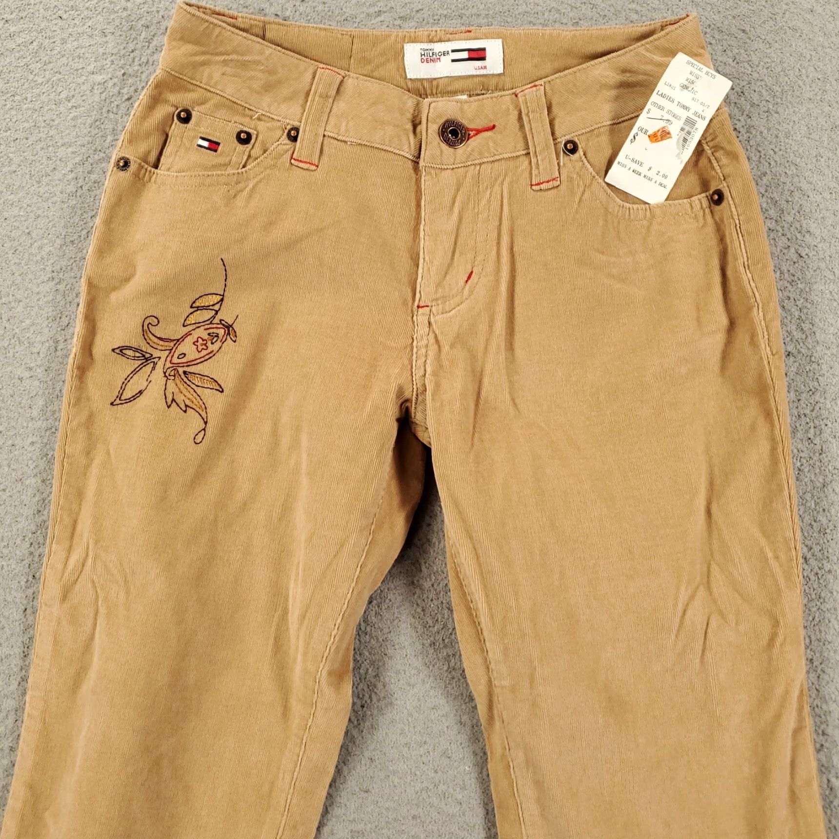 Tommy Hilfiger VINTAGE Tommy Hilfiger Corduroy Pants Womens Juniors 1 Tan Bootcut 90s Bohemian Size 25" / US 0 / IT 36 - 5 Thumbnail