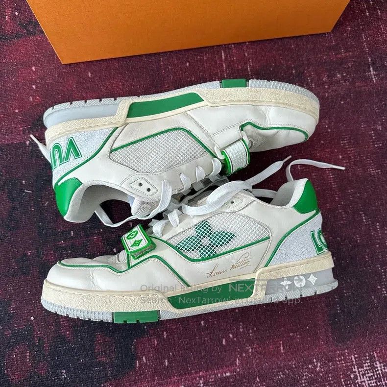 Louis Vuitton Louis Vuitton White and green velcro trainer board shoes Size US 8.5 / EU 41-42 - 4 Thumbnail