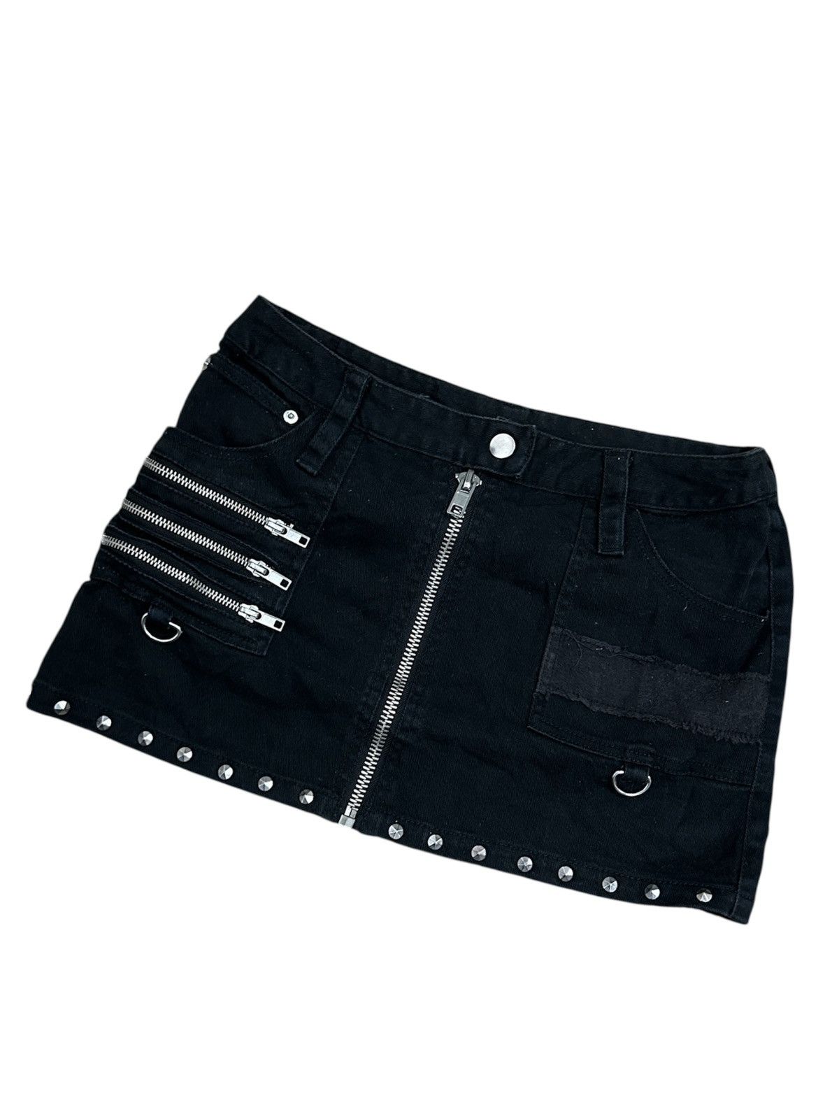 If Six Was Nine Vintage 90’s Sexy Dynamite London Zipper Studded Mini Skirt Size 27" / US 4 / IT 40 - 3 Thumbnail