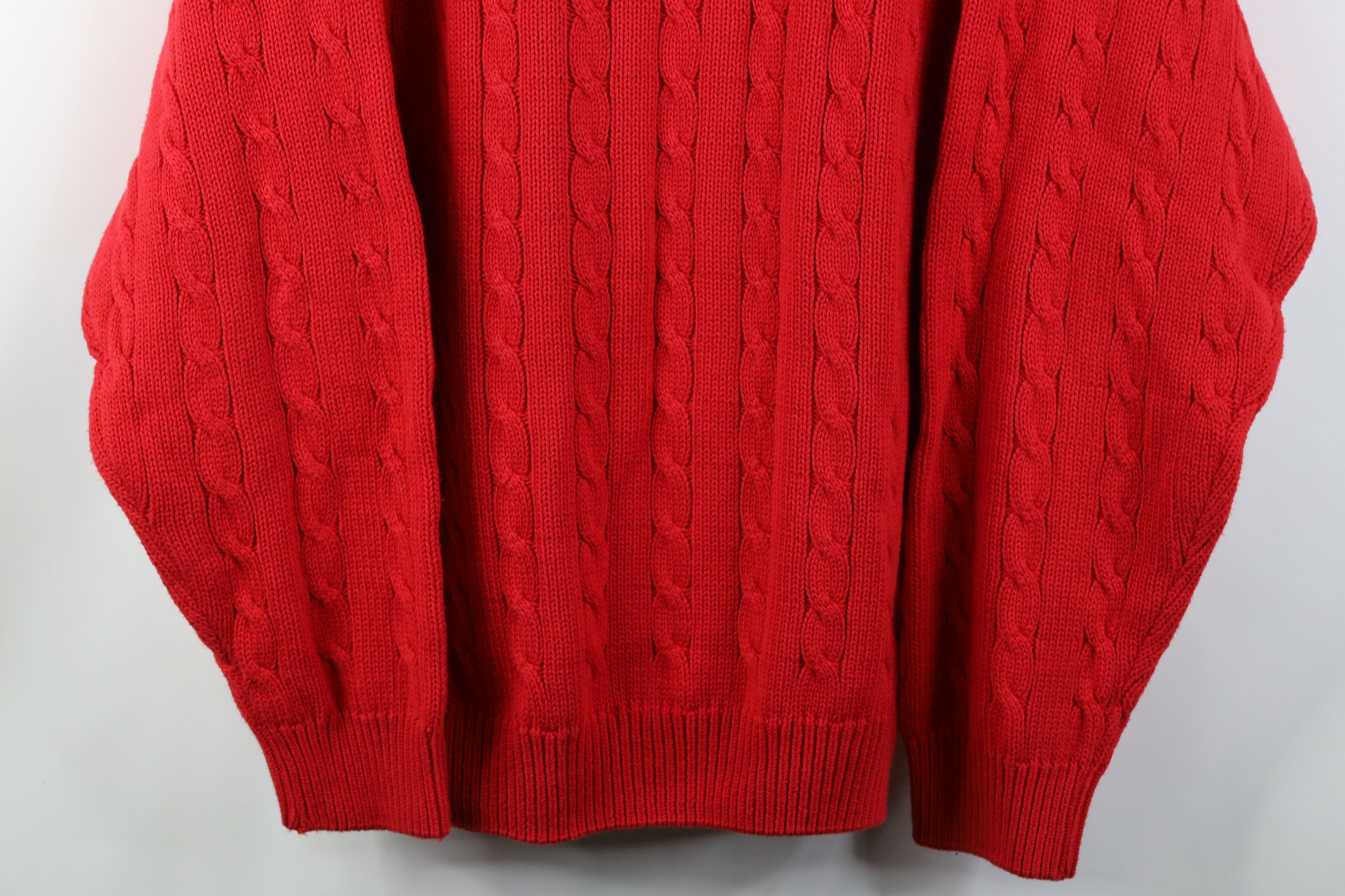 Vintage Vintage 90s Streetwear Cable Knit Crewneck Sweater Red Size US XL / EU 56 / 4 - 3 Thumbnail