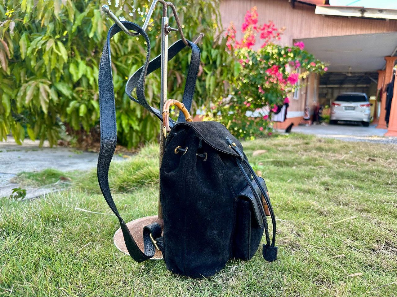 Gucci Authentic Gucci Bamboo Suede Leather Mini Backpack Size ONE SIZE - 4 Thumbnail
