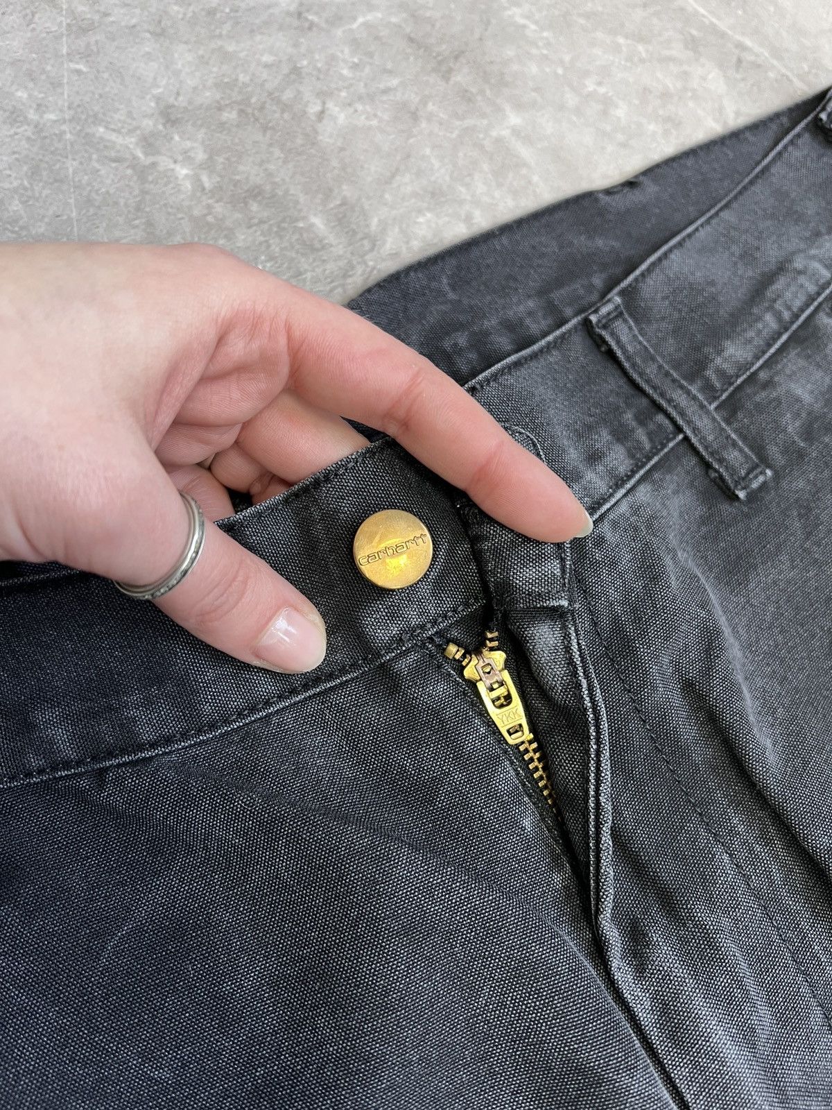 Carhartt Carpenter washed distressed black pants y2k Carhartt Size US 33 - 5 Thumbnail