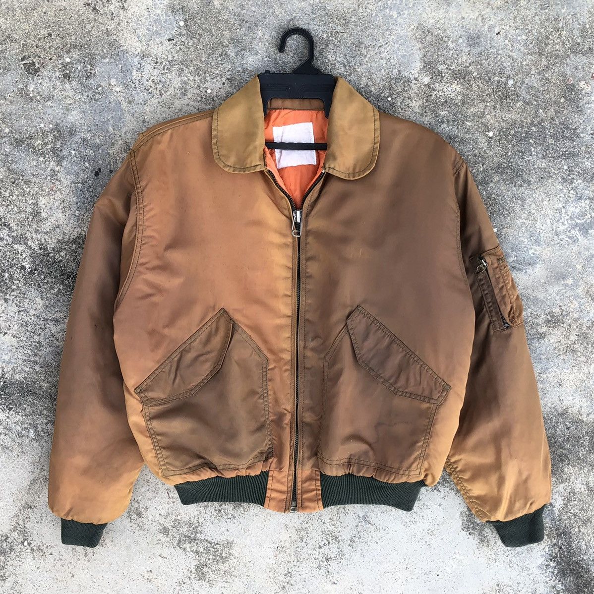 image of Vintage Flyer’S Man Intermediate Cwu 45P Faded Bomber Jacket in Brown, Men's (Size Large)
