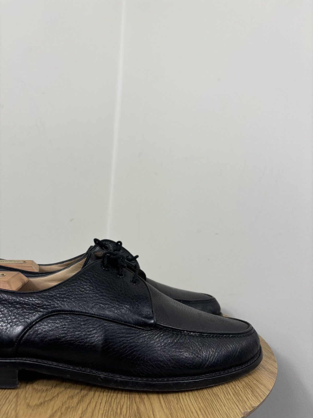 Gravati Gravati Vintage Black Leather Split-Toe Lace-Up Dress Shoes Size US 11.5 / EU 44-45 - 4 Thumbnail