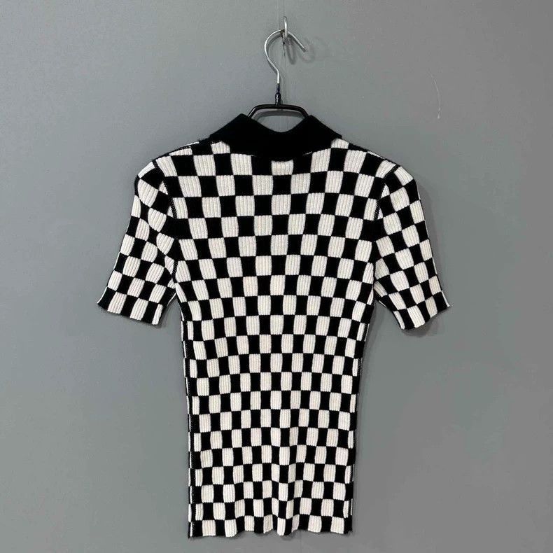 Dior Black and White Checkered Short Sleeve Top-2505 Size XS / US 0-2 / IT 36-38 - 3 Thumbnail