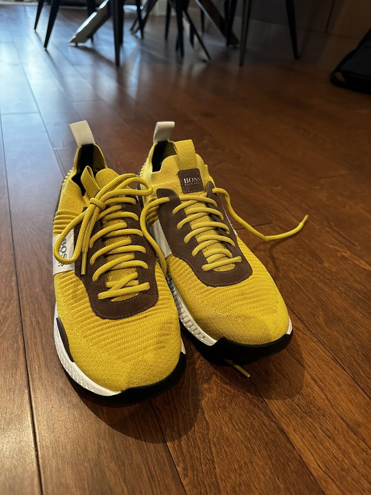 Hugo Boss Hugo Boss Titanium Running Sneakers Yellow Textured Knit Size US 9.5 / EU 42-43 - 3 Thumbnail