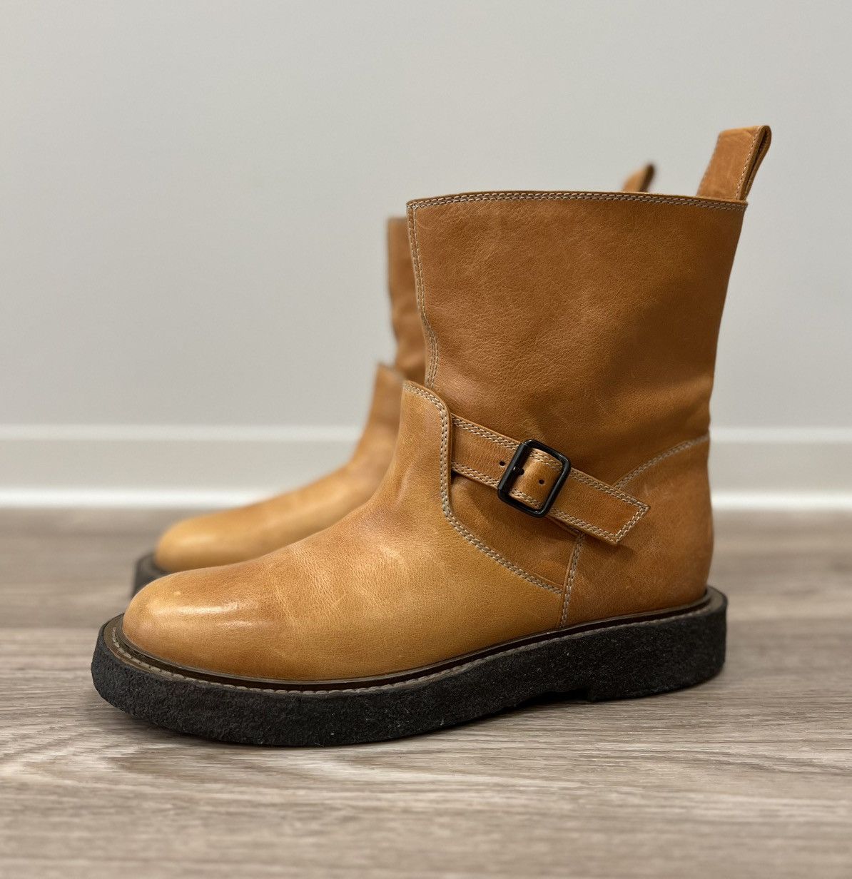Maison Margiela Maison Martin Margiela Leather Biker Ankle Light Brown Boots Size US 9.5 / IT 39.5 - 6 Thumbnail