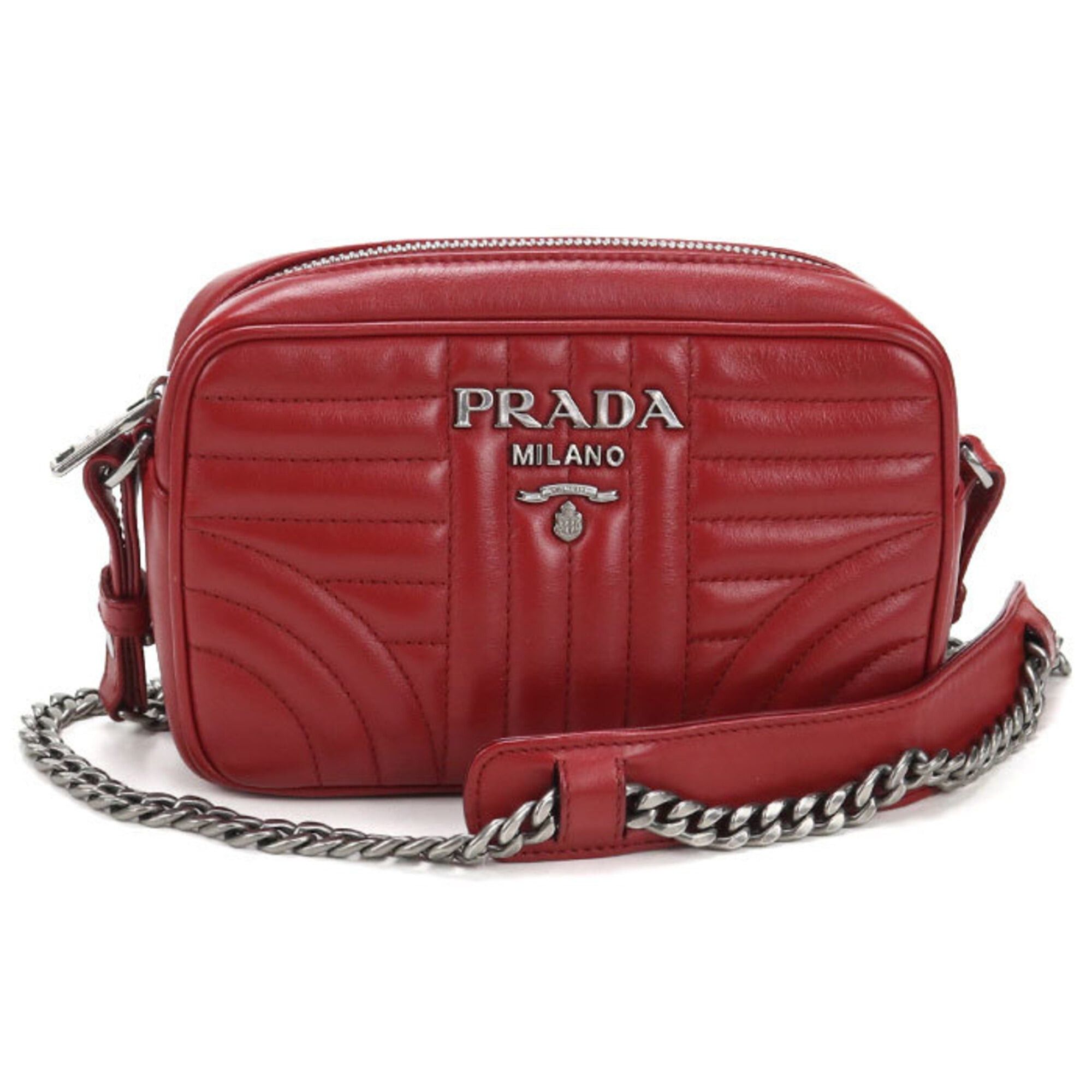 Prada Prada Crossbody Shoulder Bag 1BH083 Chain Diagram Women's Red Size ONE SIZE - 1 Thumbnail
