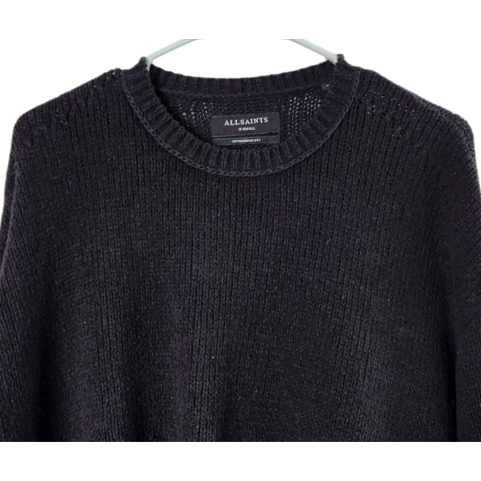 Allsaints AllSaints Sweater Shirt Mens XS Oversized Crewneck Pullover Knit Black Cotton Acrylic Nylon" Size US XS / EU 42 / 0 - 3 Thumbnail