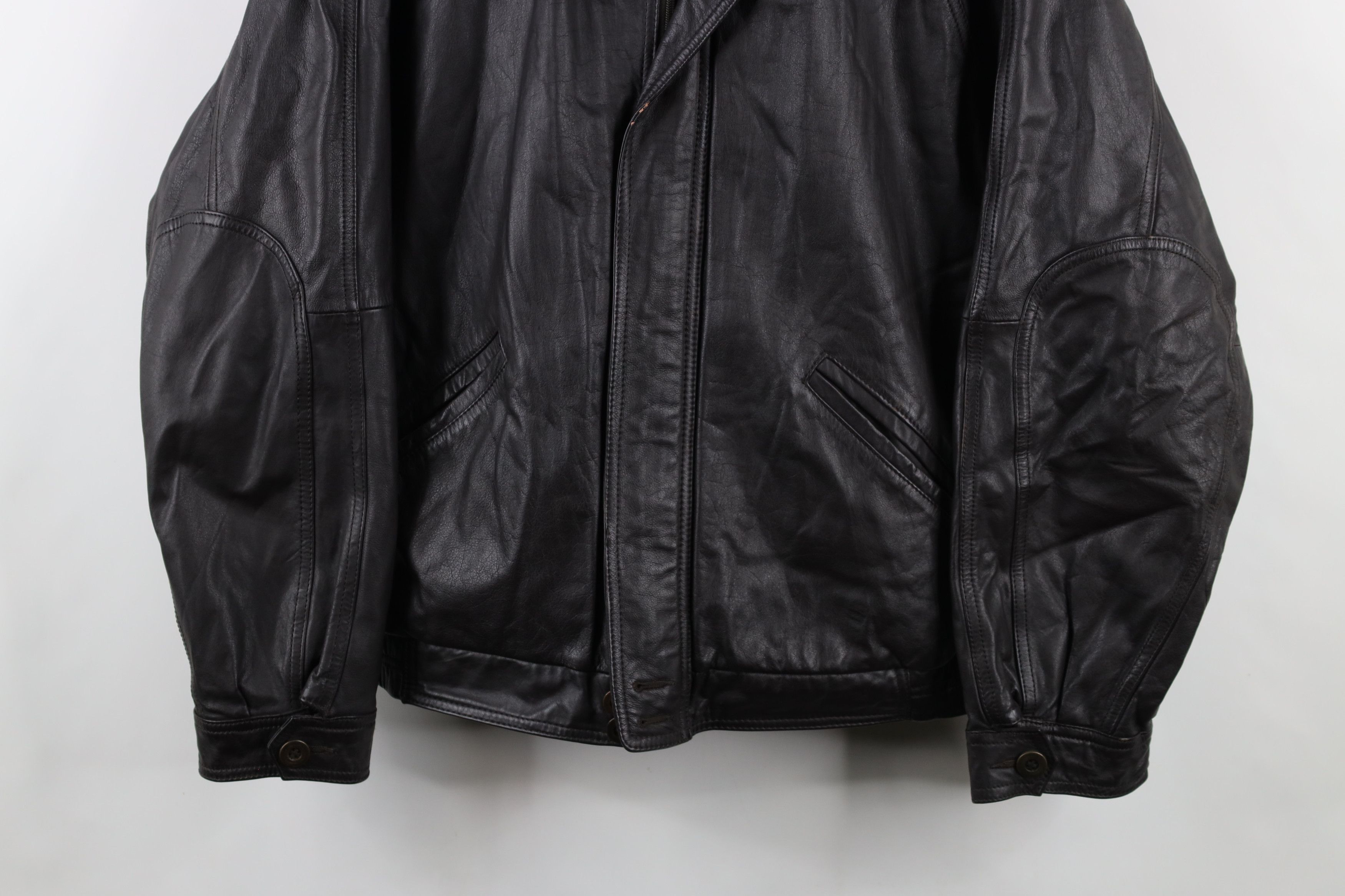 Vintage Vintage 90s Streetwear Leather Flight Bomber Jacket Brown Size US XL / EU 56 / 4 - 3 Thumbnail