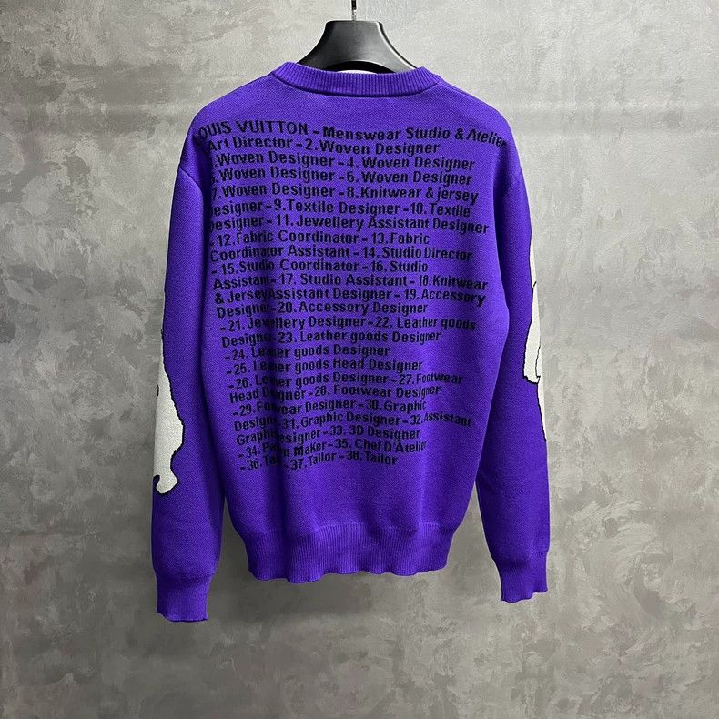 Louis Vuitton louis vuitton Purple stick figure logo jacquard cartoon tur Size US M / EU 48-50 / 2 - 2 Thumbnail