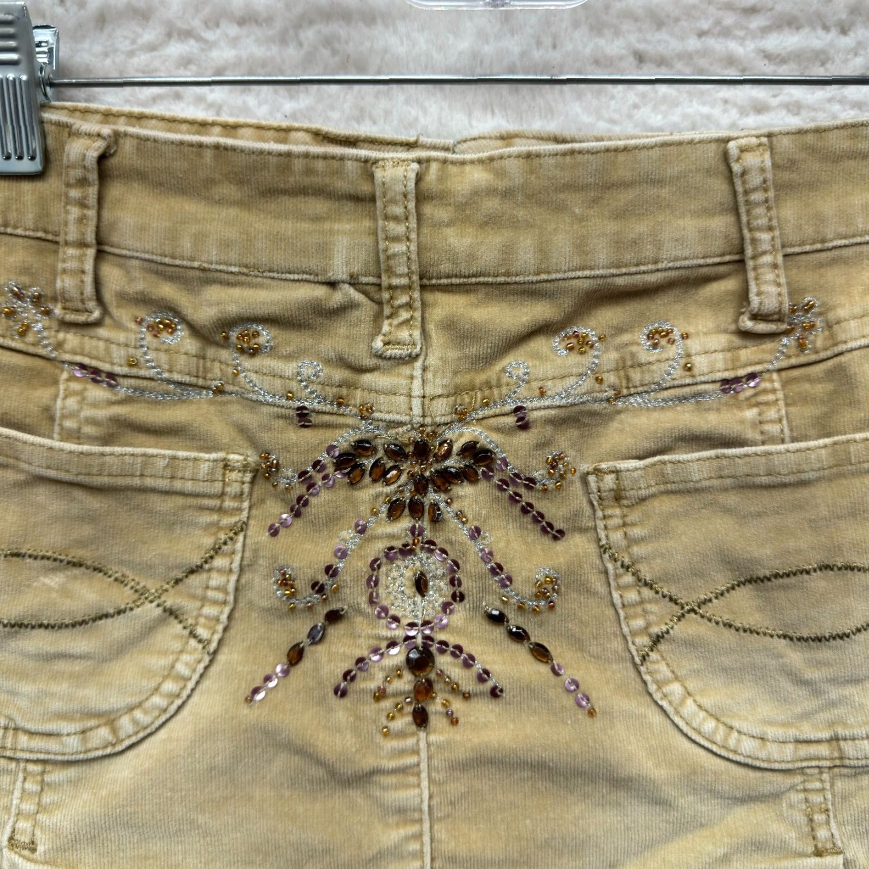 Vintage VINTAGE Y2K Corduroy Pleated Mini Skirt 12 14 Beige Tan Grunge Boho Fairy Womens Mens Girls Size 34" / US 12 / IT 48 - 3 Thumbnail