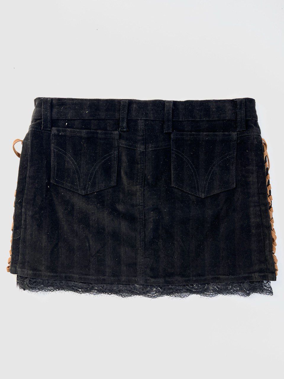 Dolce & Gabbana D&G Corduroy Sheep Fur Lace-Up Mini Skirt SS 2005(RARE) Size 28" / US 6 / IT 42 - 8 Thumbnail