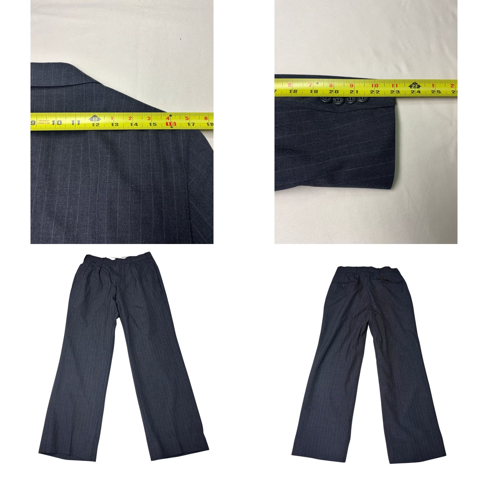 Vintage Polo University Club by Ralph Lauren Suit Mens 2 Piece Wool Pinstripe Gray Classic 3-Button Jacket Notch Lapel Fall Spring Winter Formal Business Mens Size US XL / EU 56 / 4 - 9 Thumbnail