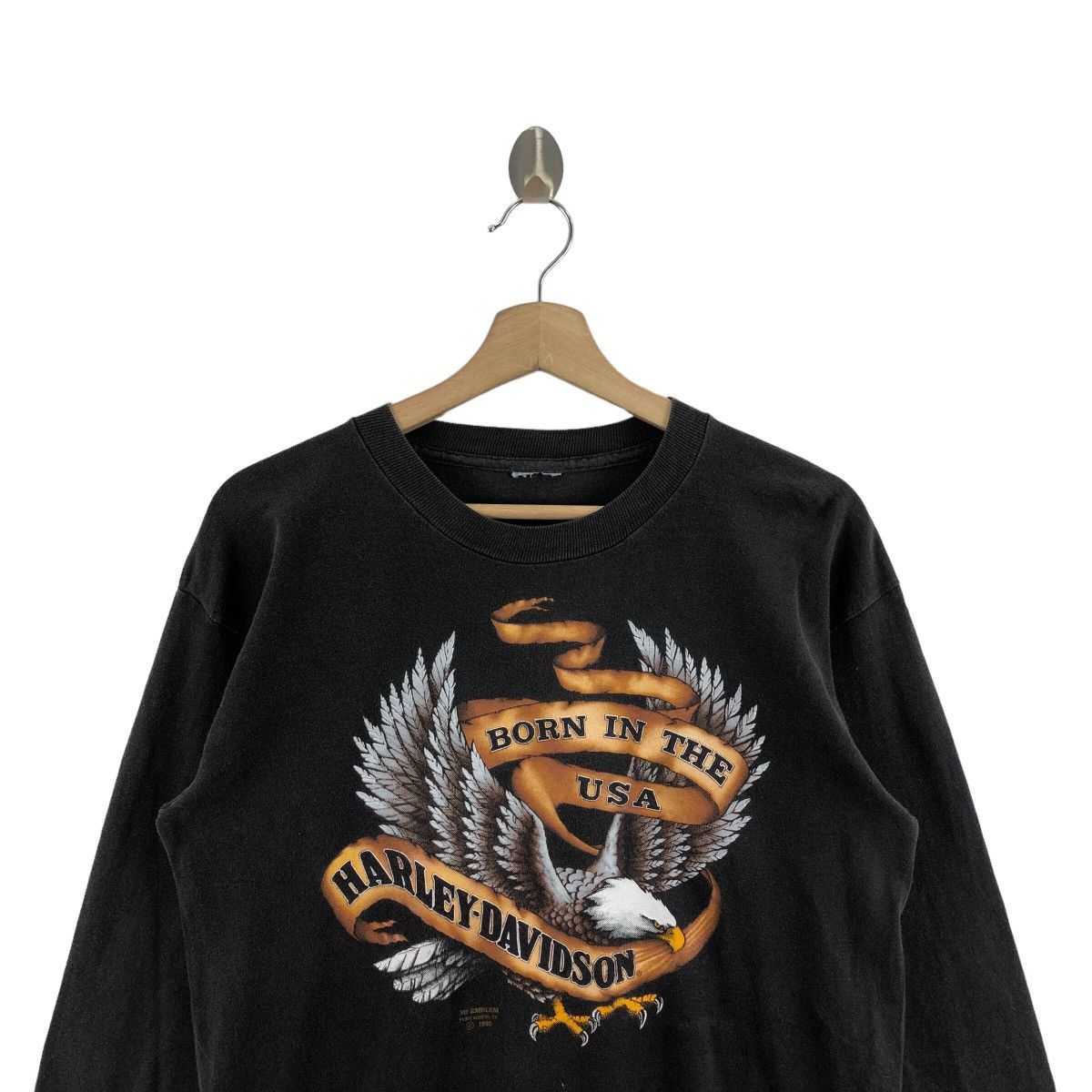 Pick!! Vtg 1990 HARLEY DAVIDSON 3D EMBLEM Long Sleeve TShirt