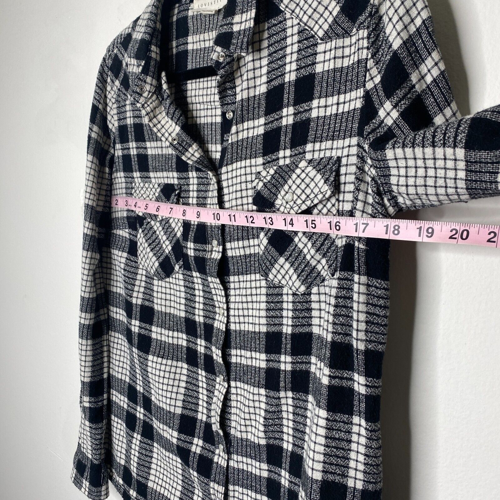 Other Lovestitch Long Sleeve Black White Plaid Flannel Shirt S Size XS / US 0-2 / IT 36-38 - 9 Thumbnail