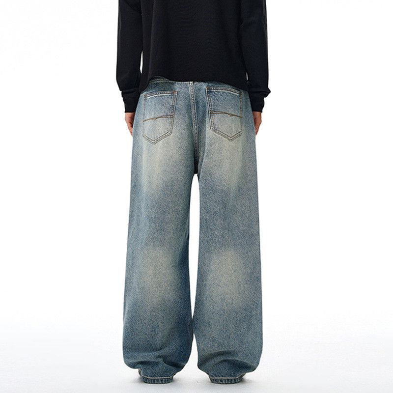 Japanese Brand High-street retro men's loose straight leg washed jeans Size US 32 / EU 48 - 4 Thumbnail