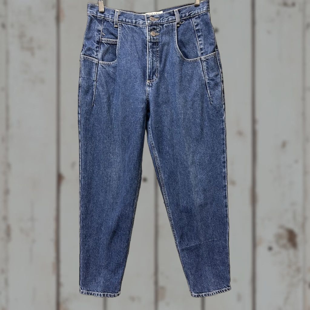 Guess VINTAGE Guess Jeans Mens 31x31 Tapered Cotton Blue Denim 10075-30 7 Pocket Jeans Size US 31 - 1 Thumbnail
