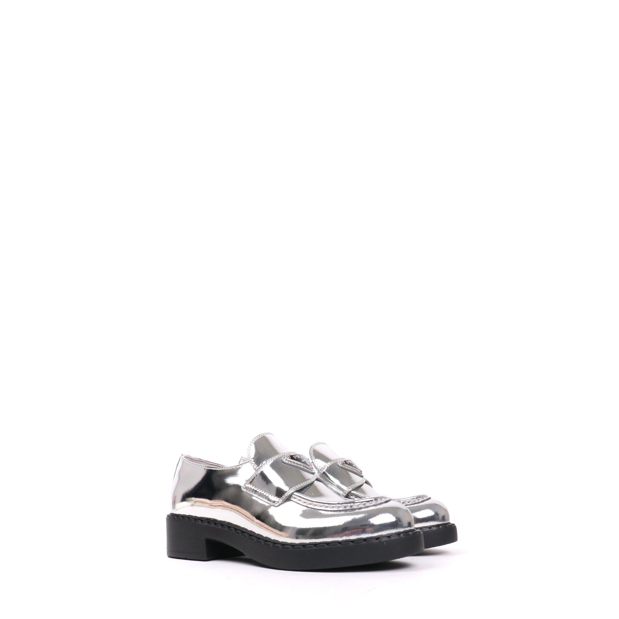 Prada PRADA - Prada Chocolate loafers in silver leather (T36) Size US 5 / IT 35 - 1 Thumbnail