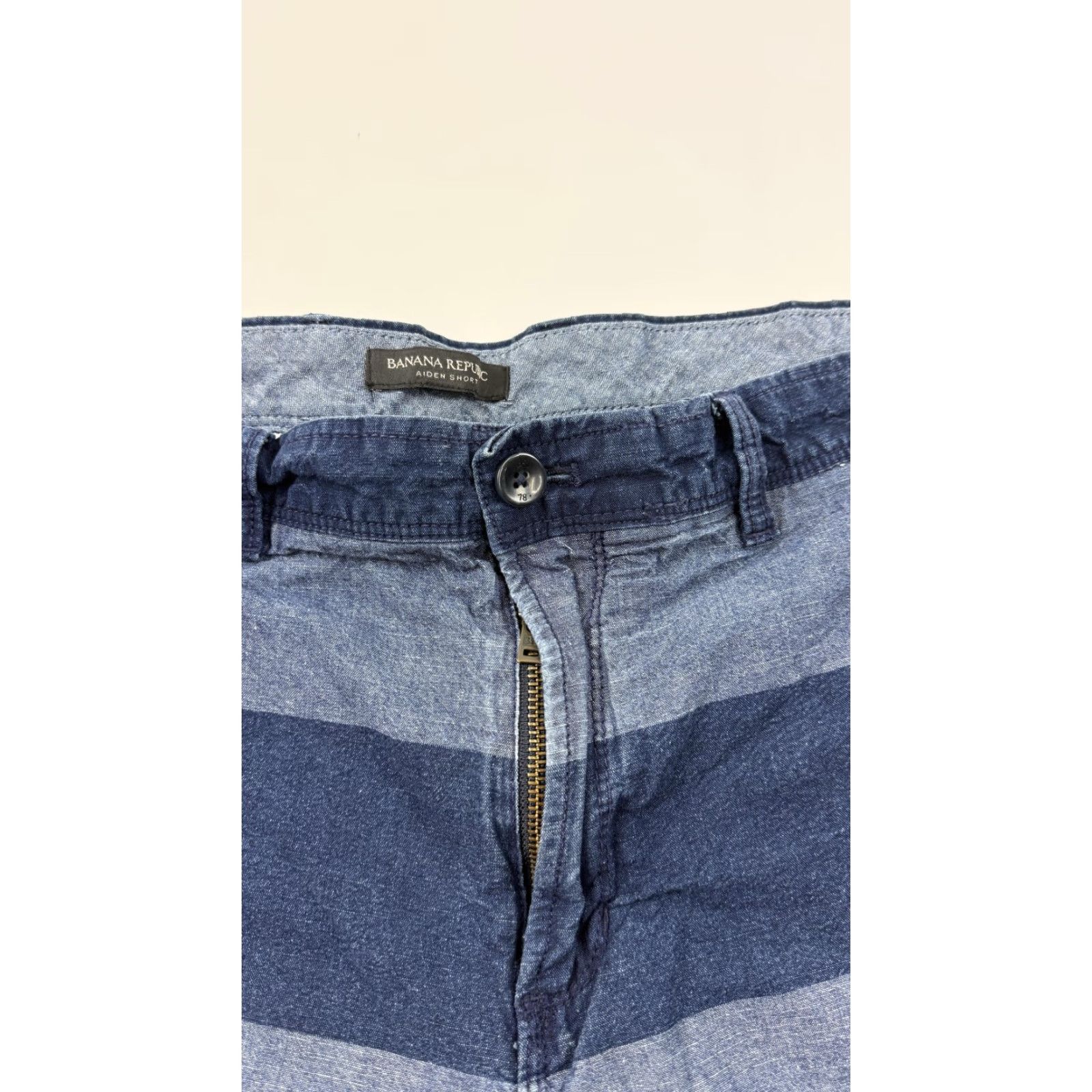 Banana Republic Banana Republic Shorts Mens 35 Blue Striped Chino Aiden Short 9 Inseam Cotton Denim? Size US 35 - 4 Thumbnail