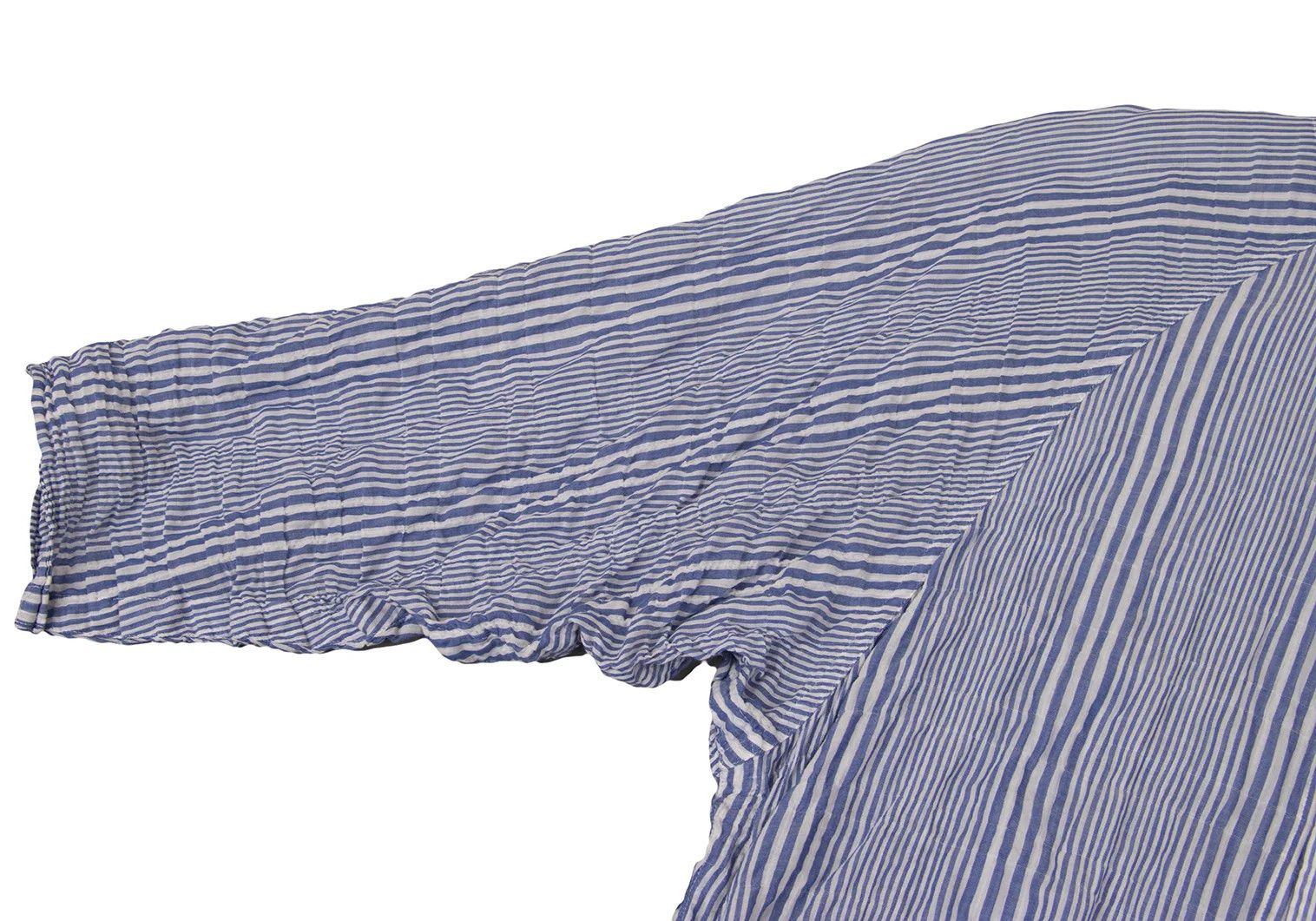 Yohji Yamamoto Yohji Yamamoto Wrinkled Stripe Long Shirt Blue White Size US M / EU 48-50 / 2 - 6 Thumbnail