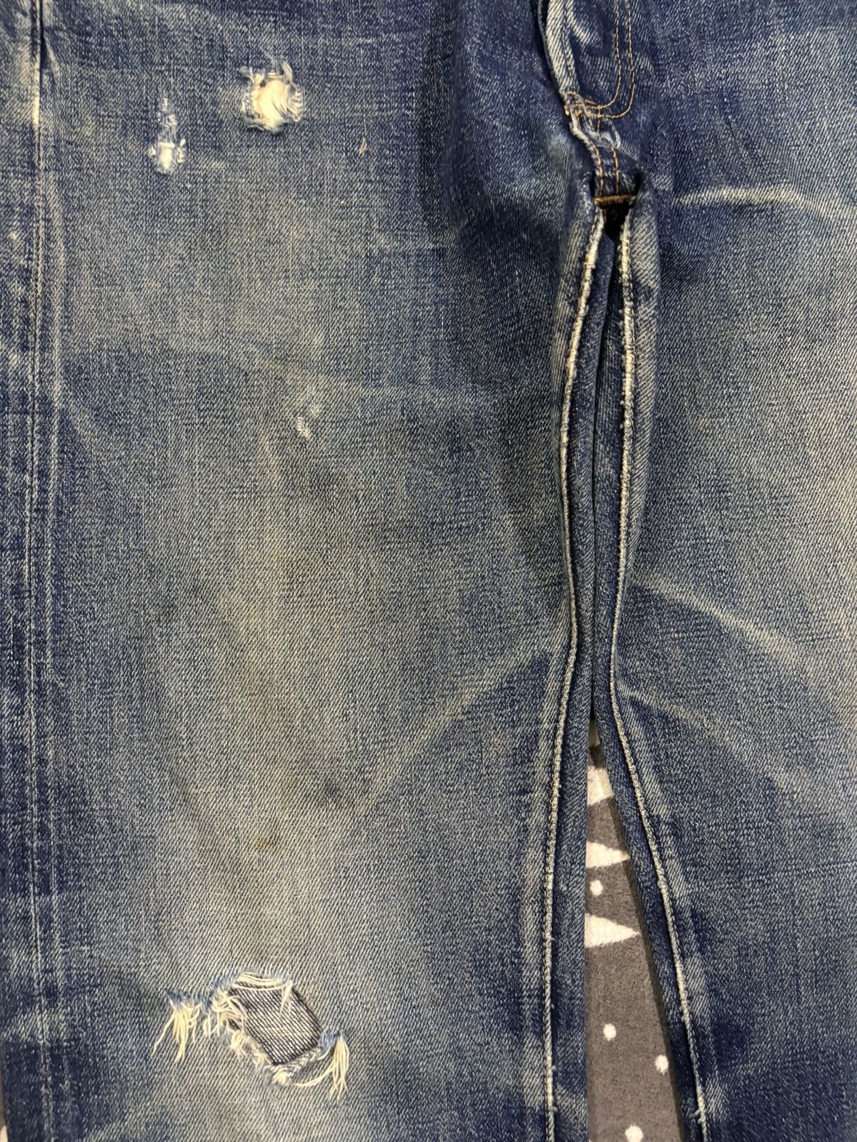 Full Count & Co. Vintage FullCount & Co 1101 Selvedge Distressed Grunge Jeans Size US 30 / EU 46 - 7 Thumbnail