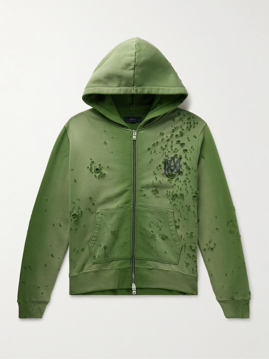 Amiri Amiri logo-print distressed hoodie Size US L / EU 52-54 / 3 - 1 Thumbnail