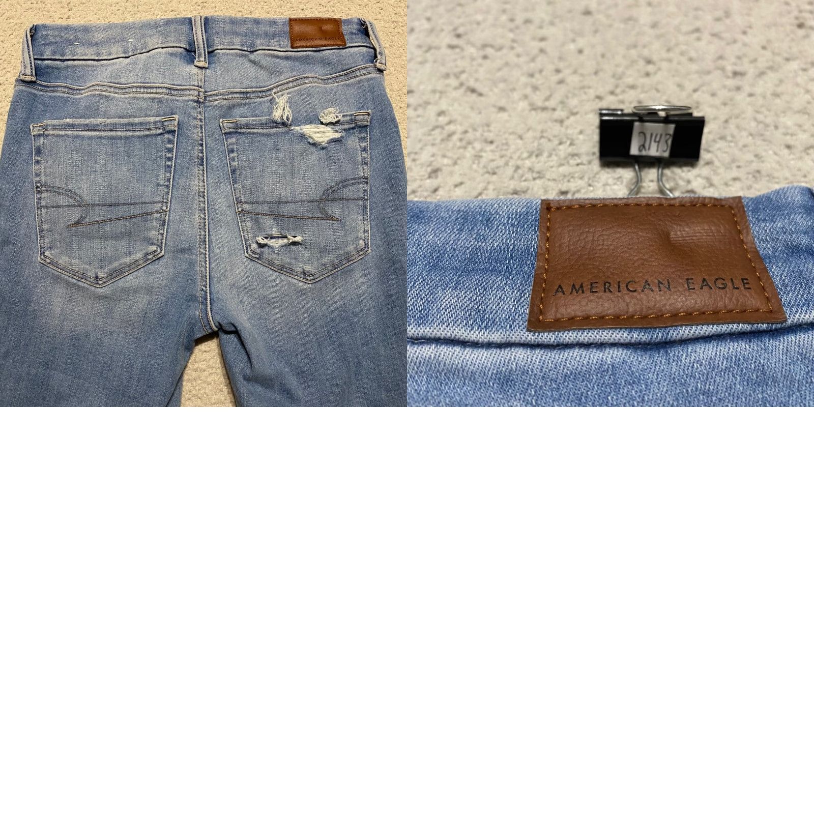 American Eagle Outfitters American Eagle Jeans Womens 4P Blue Denim High Rise Jegging Distressed Raw Hem Size 27" / US 4 / IT 40 - 9 Thumbnail