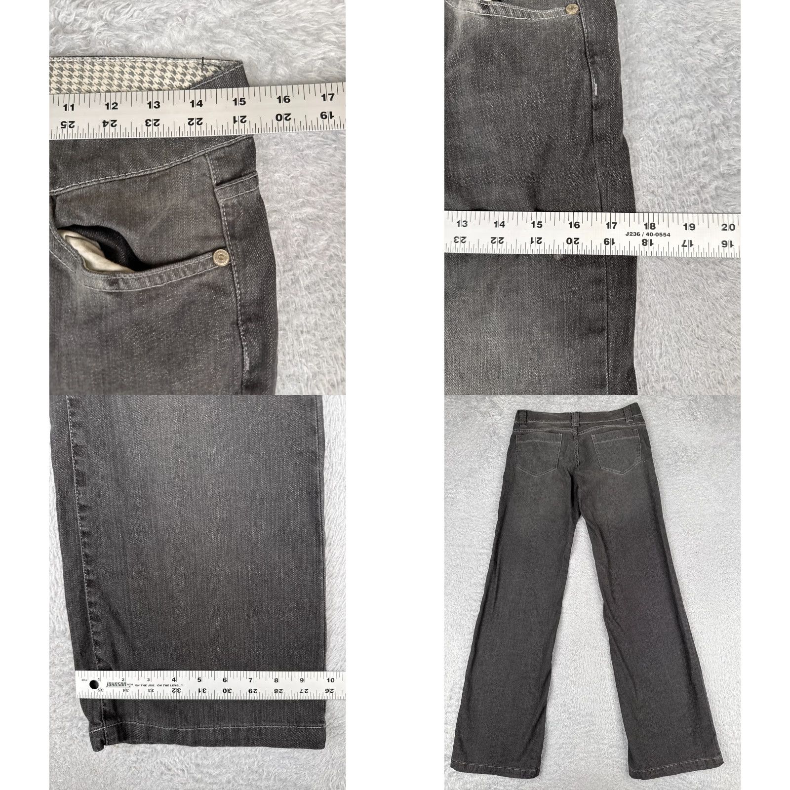 Vintage To The Max Jeans Womens 28 Gray Wide Leg Mid Rise 100% Cotton Distressed 28x32 Size 28" / US 6 / IT 42 - 9 Thumbnail