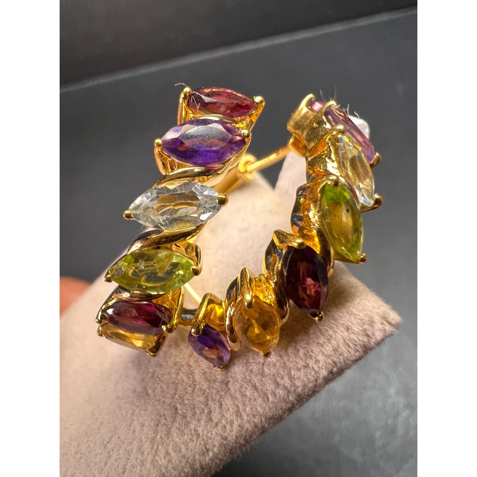 Other NEW multi gemstone hoop earrings in vermeil over 925 silver Size ONE SIZE - 13 Thumbnail