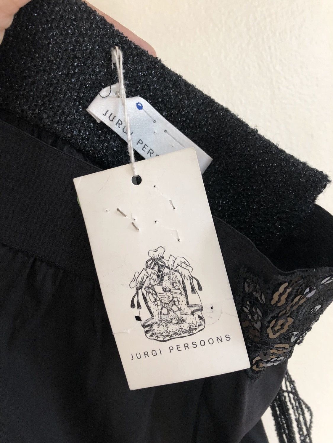 Jurgi Persoons Black Sequined Fringe Skirt Size 26" / US 2 / IT 38 - 6 Thumbnail