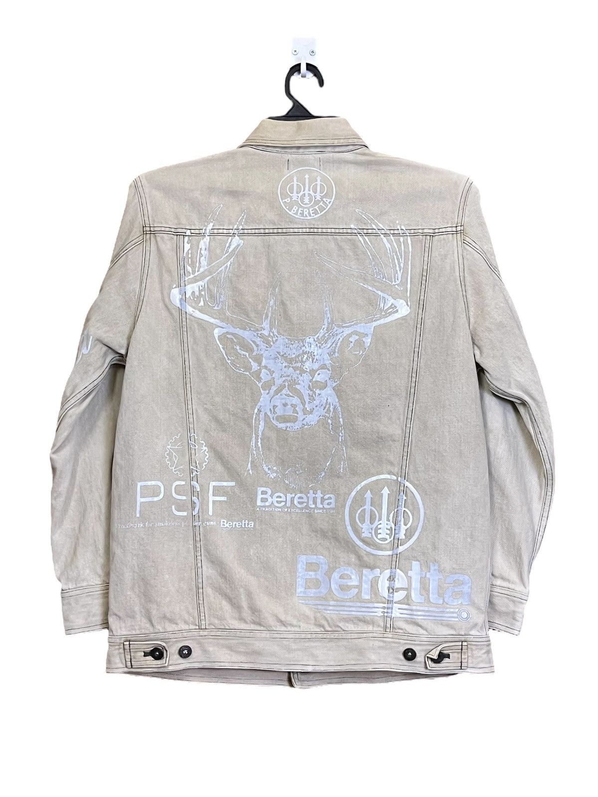 GRAIL🔥VINTAGE BERETTA BIG PRINTED TRUCKER DENIM JACKET