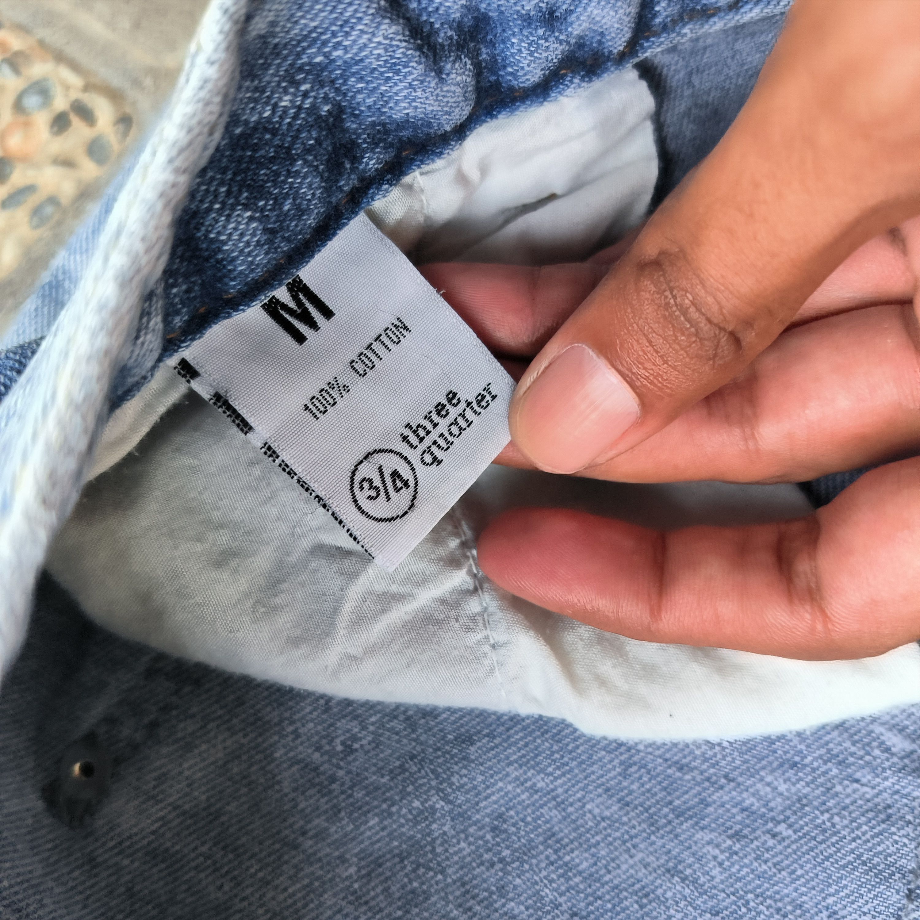 Japanese Brand Three Quarter Baggy Jeans Size US 31 - 4 Thumbnail