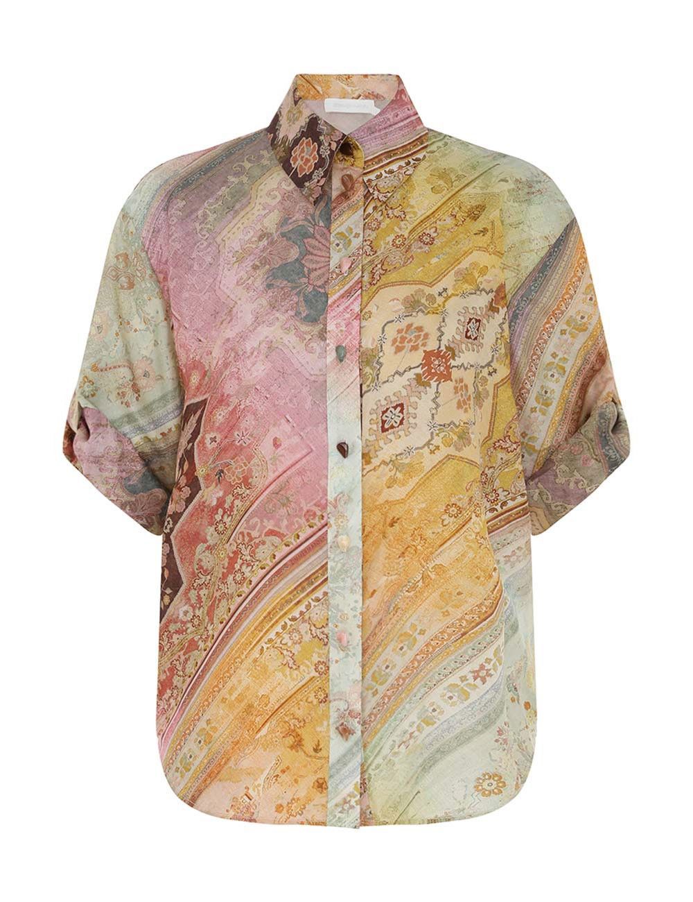 Zimmermann oc11z0226 Tallow Relaxed Shirt In Multicolor Size M / US 6-8 / IT 42-44 - 1 Thumbnail