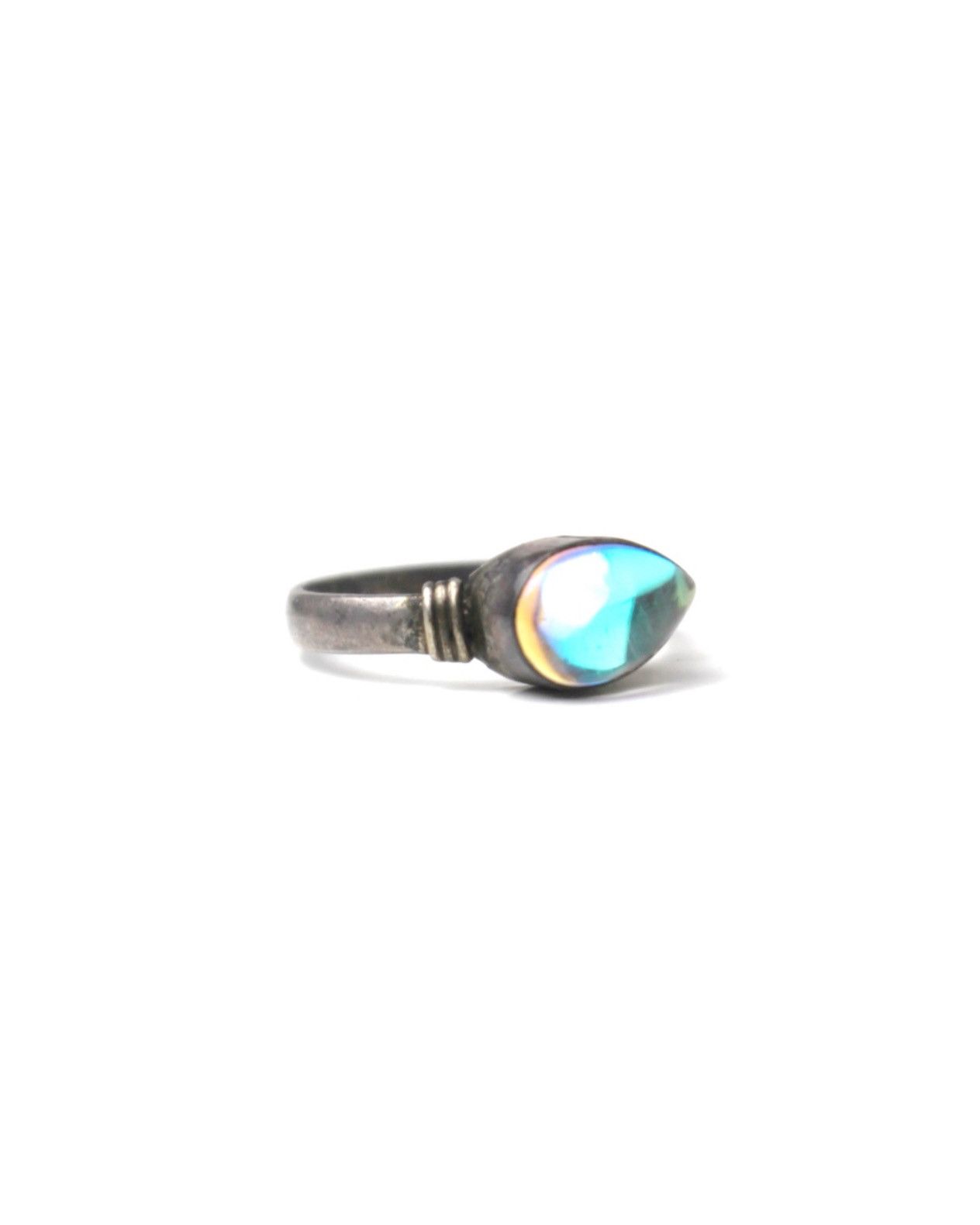 Vintage 1990S JAPANESE MADE OPAL TEARDROP SILVER RING Size ONE SIZE - 1 Thumbnail