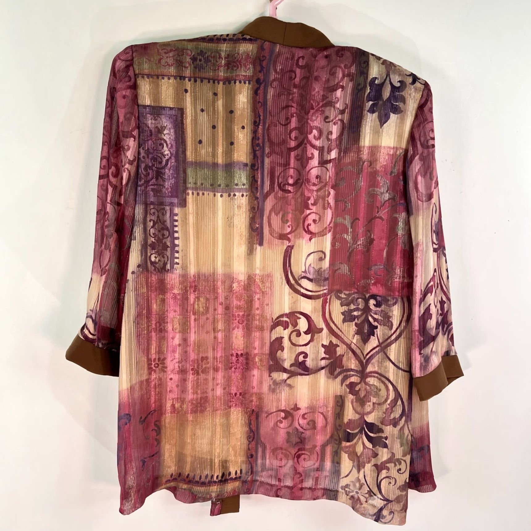 Vintage VINTAGE R&M Richards Blouse Top Womens Size 6P Ivory Red Kimono Shoulder Pads VTG Geometric 70s 80s? Size M / US 6-8 / IT 42-44 - 6 Thumbnail