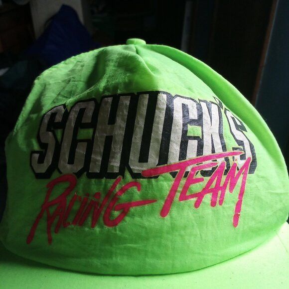 Vintage Vintage Schuck's Racing Team Neon Snap Back Hat Nylon Size ONE SIZE - 2 Thumbnail