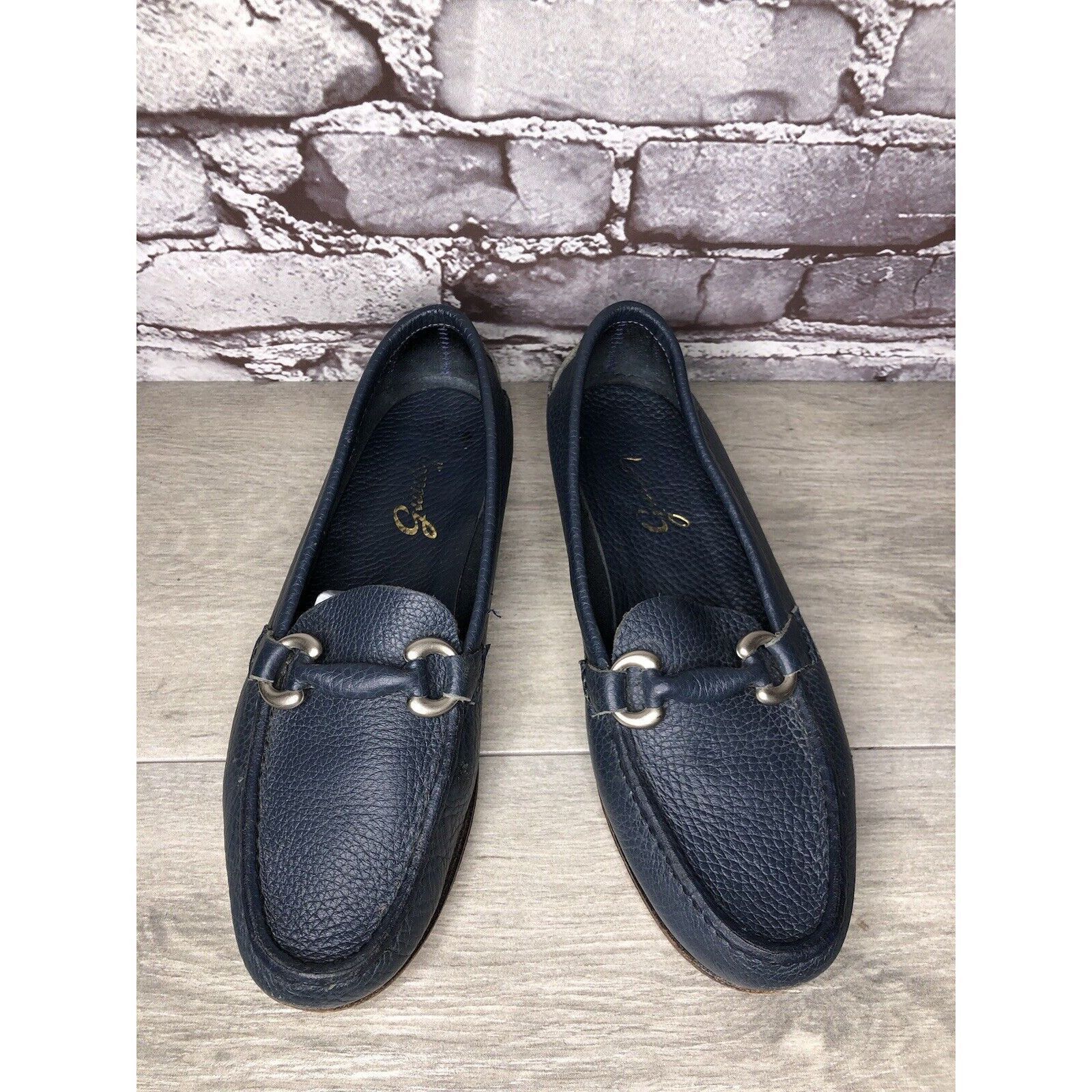 Guidi Guido Navy Blue Leather Slip On Horsebit Loafers Flats Shoes Size US 9 / IT 39 - 12 Thumbnail