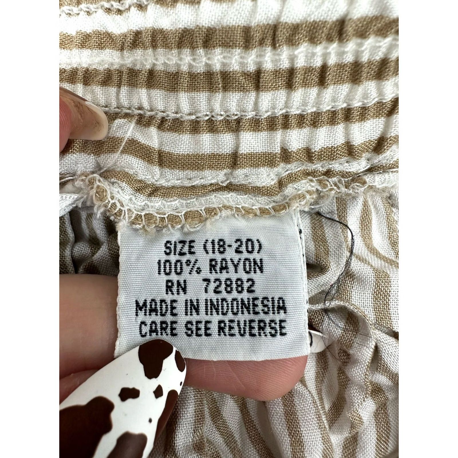 Vintage Maggie Lawrence Collection Womens Skirt Size 18-20 Tan White Stripe Skirt Casual Bohemian 20s? Size 40" / US 18 - 4 Thumbnail