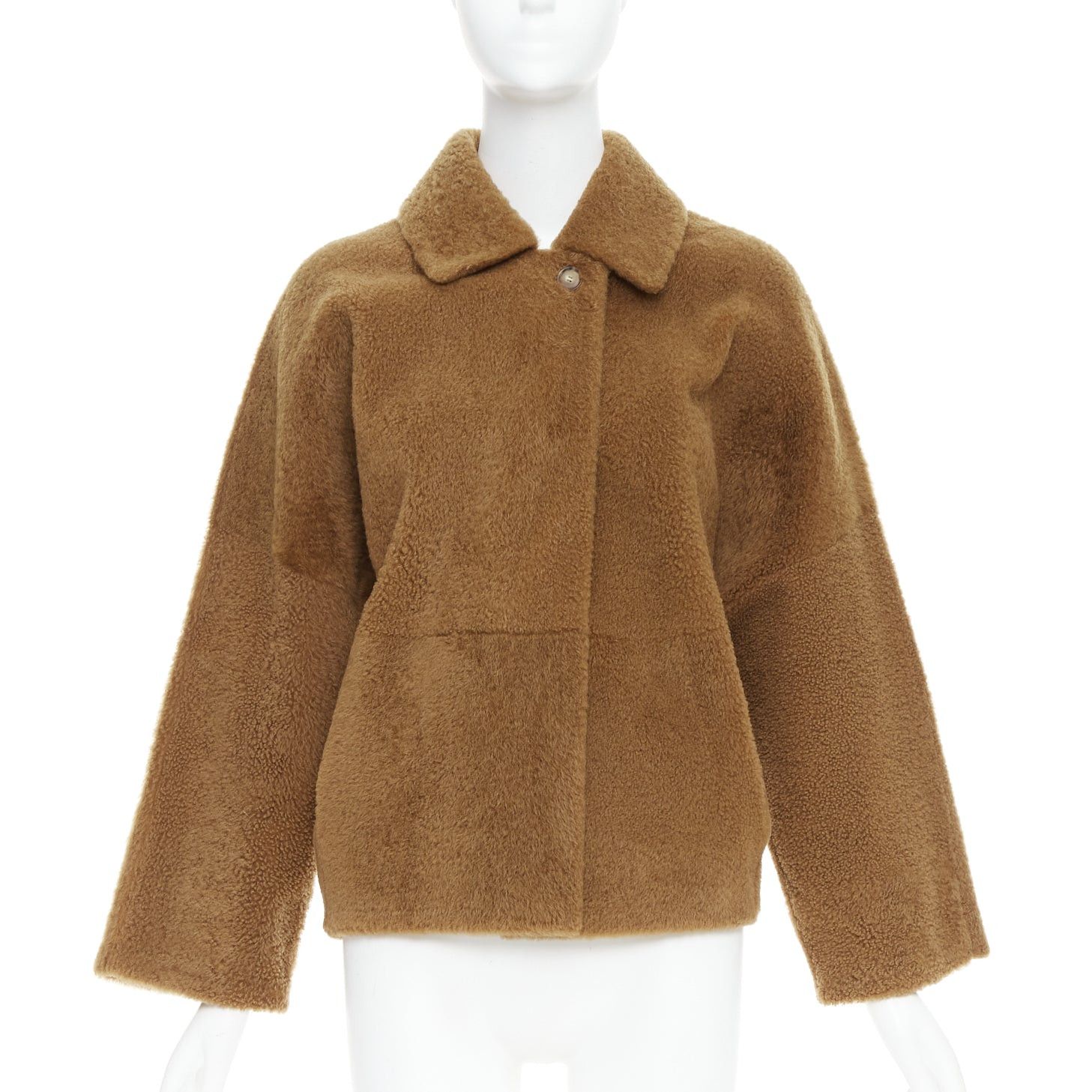 Max Mara MAX MARA brown lambskin leather shearling Teddy short coat IT38 XS Size XXS / US 00 / IT 34 - 1 Thumbnail