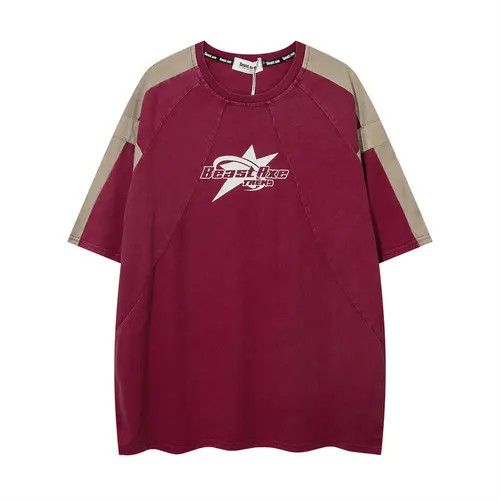 Japanese Brand Aihara x Hara Red retro star washed old stitching loose tee Size US M / EU 48-50 / 2 - 5 Thumbnail