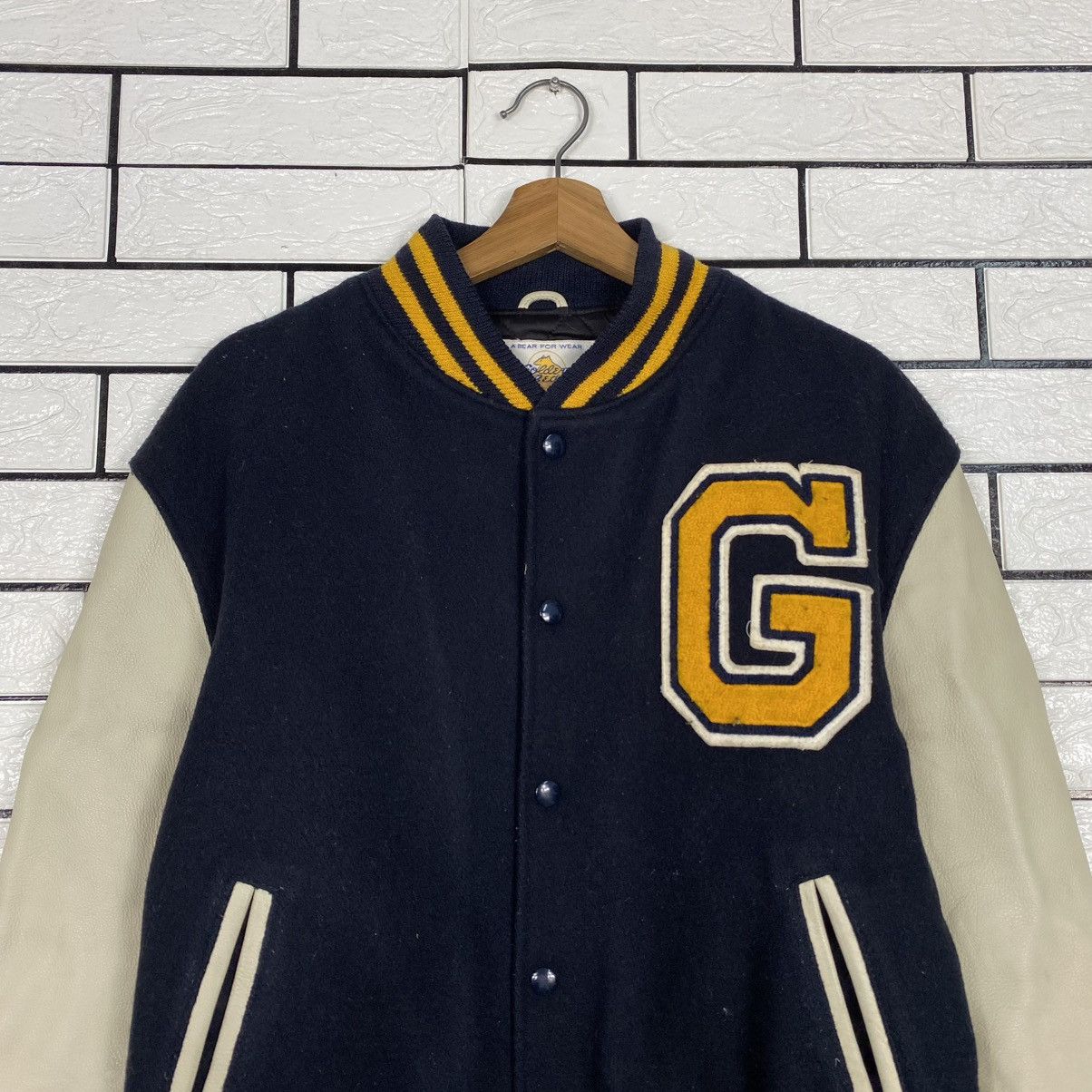 Golden Bear 🔥VINTAGE VARSITY LEATHER JACKET GOLDEN BEAR BIG MADE IN USA Size US M / EU 48-50 / 2 - 3 Thumbnail
