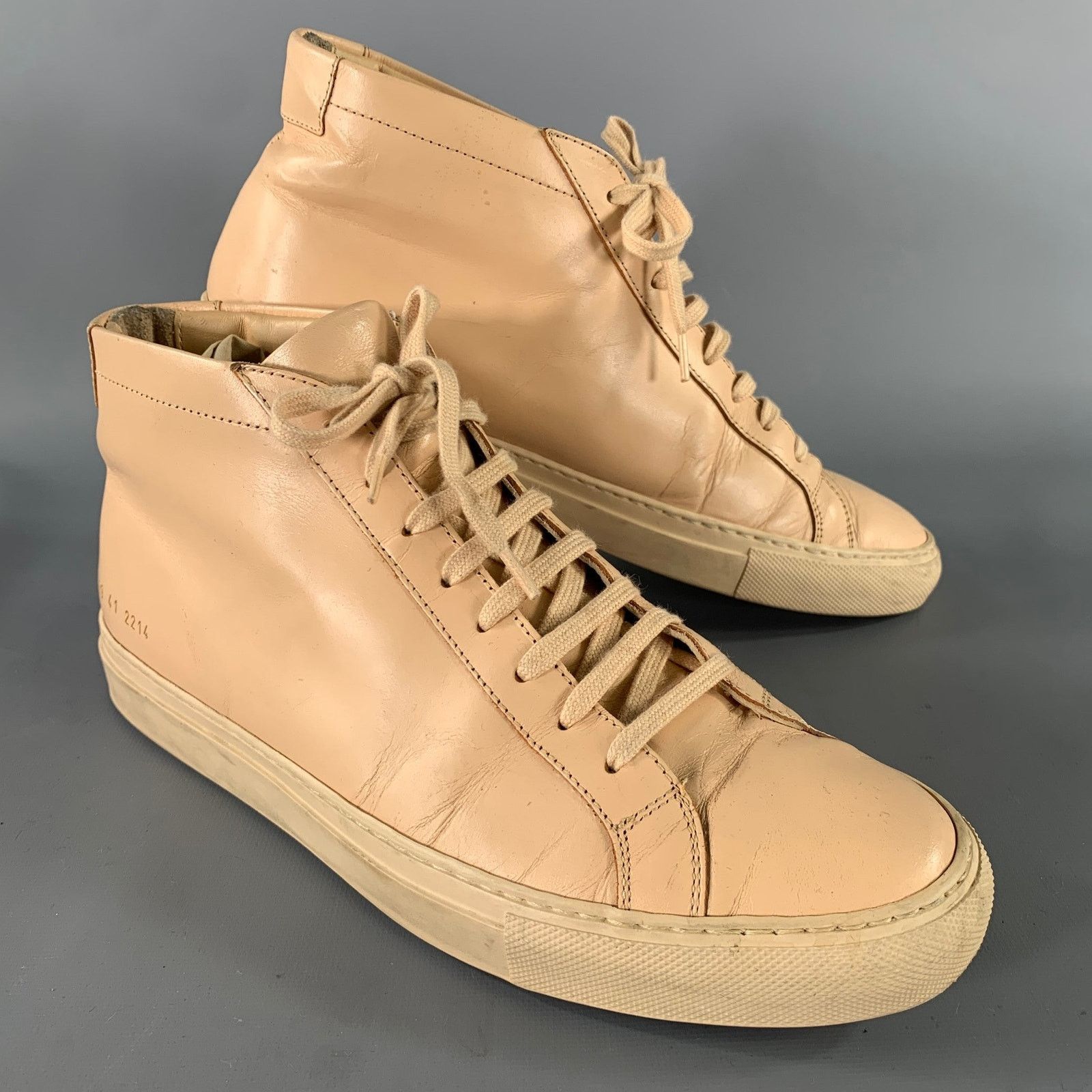 Common Projects COMMON PROJECTS Size 8 Peach Leather High Top Sneakers Size US 8 / EU 41 - 1 Thumbnail